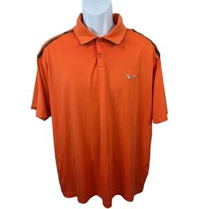 Nike Golf Tour Performance Dri-FIT Polo Shirt Mens XXL Orange Black Stripe Short